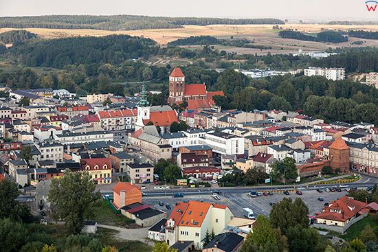 Nowe Miasto Lubawskie, panorama na miasto od strony SW. EU, PL, Warm-Maz. Lotnicze.